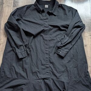 ASOS Curve Black Cotton Mini Shirt Dress - Drop Waist - US 24 / 4X- Minor Fading